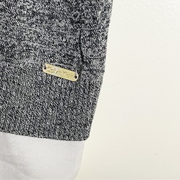 CALVIN KLEIN Heather Gray Tunic Sweater Top with Faux Blouse 3/4 Sleeve - Picture 5 of 10